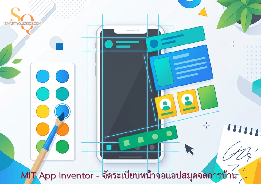 สร้างแอปสมุดจดการบ้าน (My Homework Tracker) ด้วย MIT App Inventor - ภารกิจที่ 2: จัดระเบียบหน้าจอ (Layout & Design)