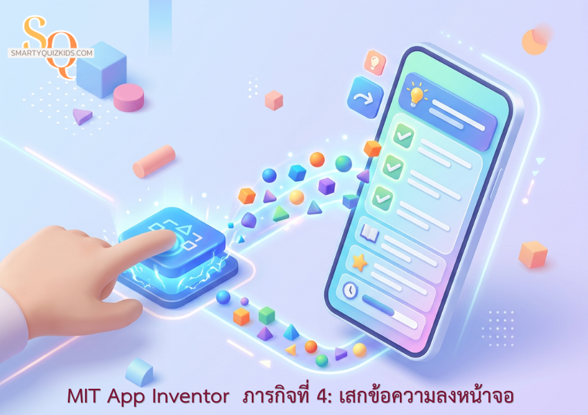 สร้างแอปสมุดจดการบ้าน (My Homework Tracker) ด้วย MIT App Inventor - ภารกิจที่ 4: เสกข้อความลงหน้าจอ