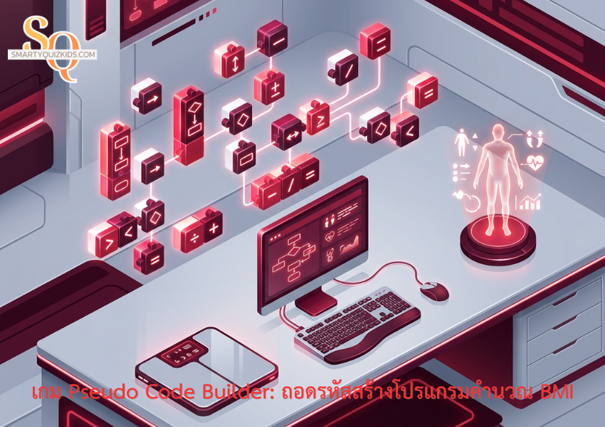 เกม Pseudo Code Builder: ถอดรหัสสร้างโปรแกรมคำนวณ BMI