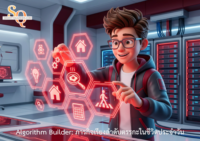 Algorithm Builder: ภารกิจเรียงลำดับตรรกะในชีวิตประจำวัน