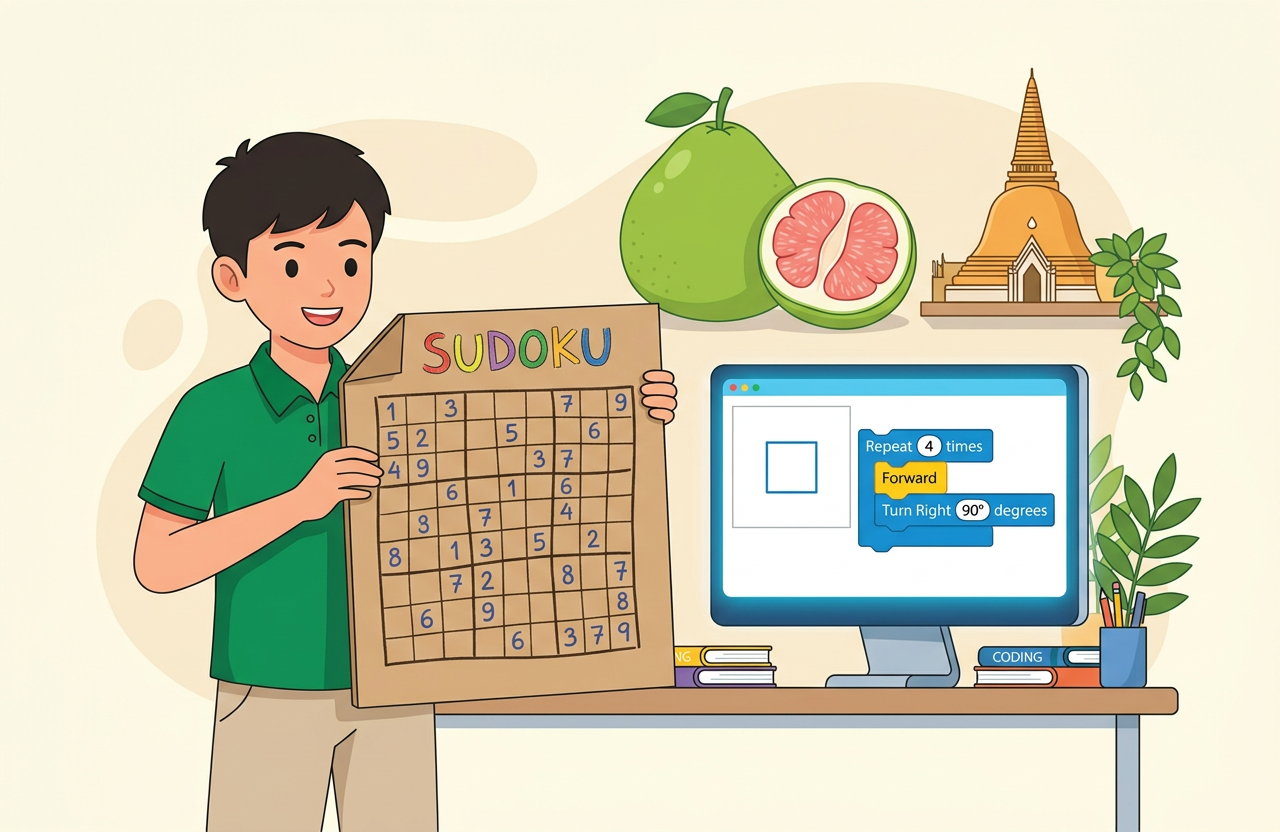 ป5 หน่วยที่ 1 EP.5: โครงงาน Active Learning (สร้างอัลกอริทึม & บอร์ดเกม)